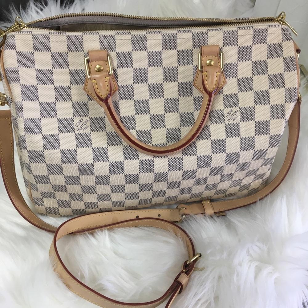 Speedy 30 Damier Azure Bandolier